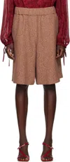 Dries Van Noten Brown Jacquard Shorts In 350 Peach