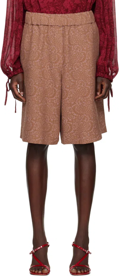 Dries Van Noten Brown Jacquard Shorts In 350 Peach