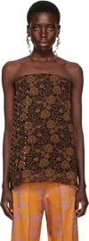 Dries Van Noten Brown Layered Top In 704 Dark Brown