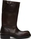 Dries Van Noten Brown Leather Biker Boots In Brown
