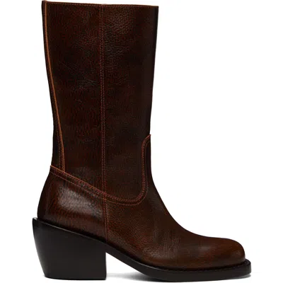 Dries Van Noten Round-toe Short Boots In Brown