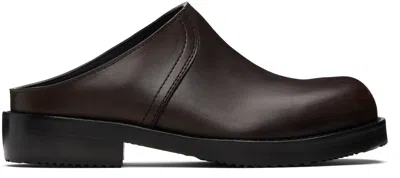 DRIES VAN NOTEN BROWN LEATHER CLOGS