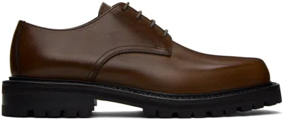 Dries Van Noten Brown Leather Derbys In Dark Brown