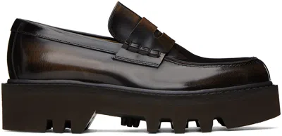 Dries Van Noten Brown Leather Loafers In 712 Tan