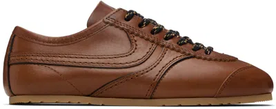 Dries Van Noten Contemporary Low-top Leather Sneakers Design In Brown