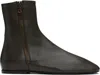 Dries Van Noten Brown Leather Sock Boots In 633 Dark Khaki
