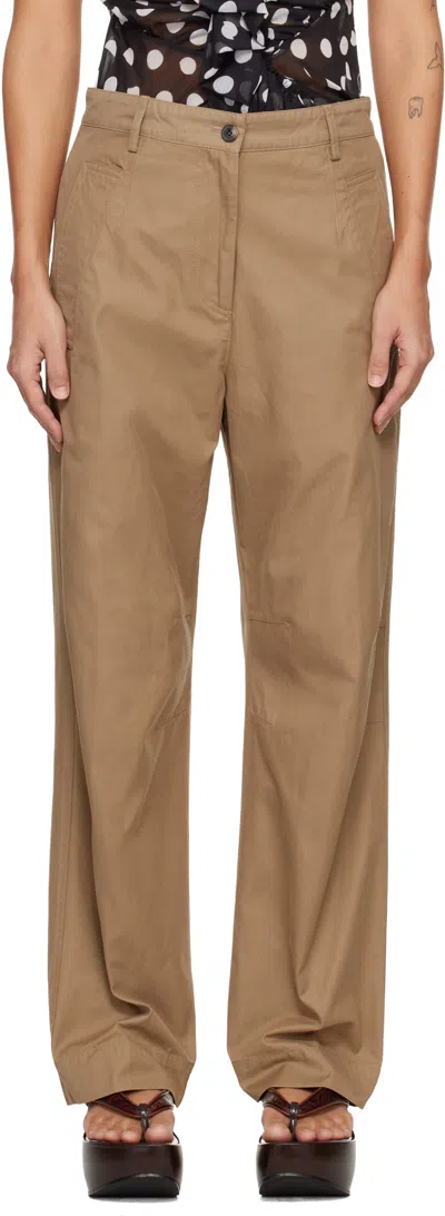 Dries Van Noten Loose Fit Workwear Trousers In Brown