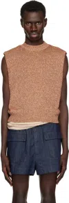 DRIES VAN NOTEN BROWN METALLIC KNIT VEST
