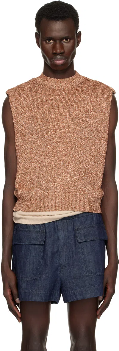 Dries Van Noten Brown Metallic Knit Vest In 958 Antic Cupper