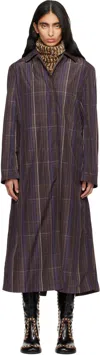 Dries Van Noten Brown Micro Tartan Coat In Multi