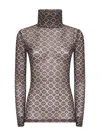 Dries Van Noten Women Mesh Top With Brown Mini Tie Print In Brown