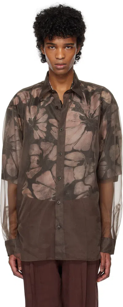 Dries Van Noten Brown Organza Shirt In 703 Brown