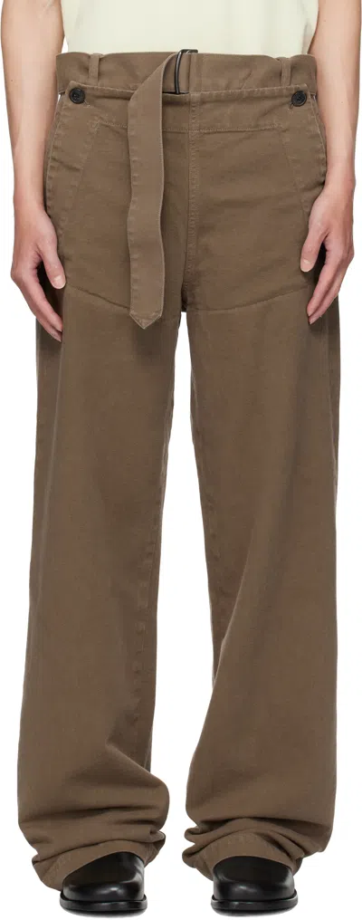 Dries Van Noten Brown Overdyed Sailor Trousers