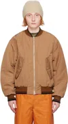 Dries Van Noten Brown Oversized Bomber Jacket In 102 Camel