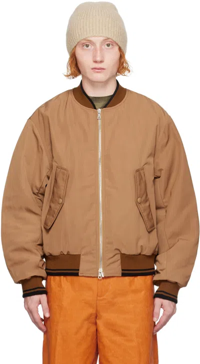Dries Van Noten Brown Oversized Bomber Jacket In 102 Camel