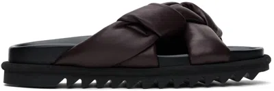 Dries Van Noten Brown Padded Sandals In 359 Bordeaux