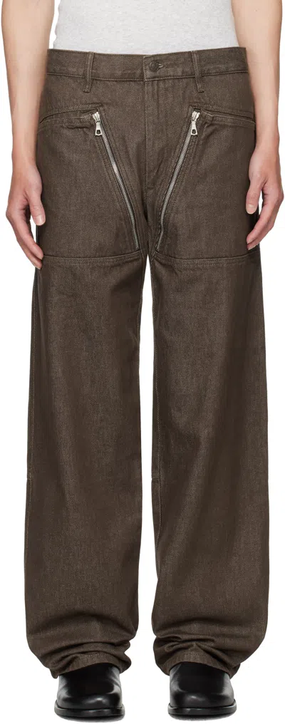 Dries Van Noten Brown Paneled Jeans