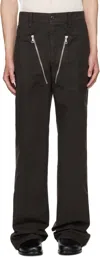 Dries Van Noten Brown Cotton Canvas Straight-leg Trousers In Black