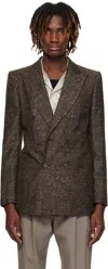 Dries Van Noten Brown Peaked Lapel Blazer In 705 Mud