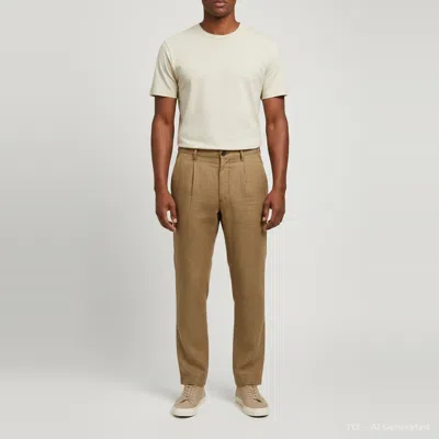 Pre-owned Dries Van Noten Brown Plaid Linen Straight Fit Pants Xl
