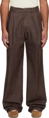 Dries Van Noten Brown Pleated Jeans In Brown