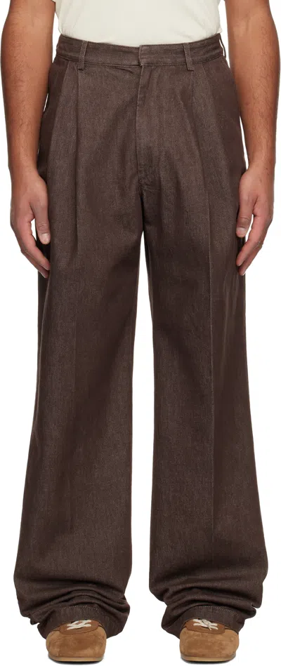 Dries Van Noten Brown Pleated Jeans