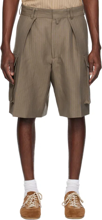 Dries Van Noten Brown Pleated Shorts In 712 Tan