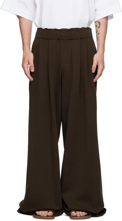 Dries Van Noten Brown Pleated Sweatpants In 702 Choco