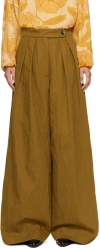 DRIES VAN NOTEN BROWN PLEATED TROUSERS