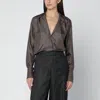 Dries Van Noten Brown Printed Silk Shirt In Brown