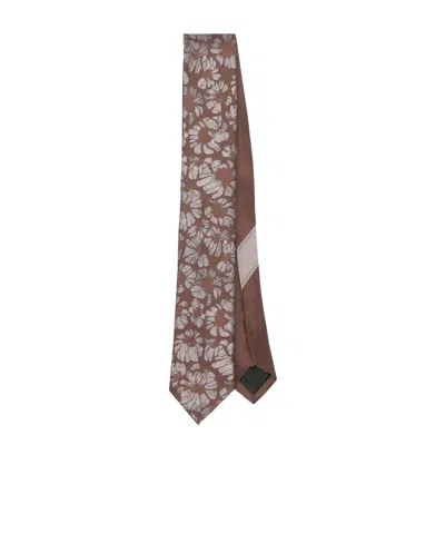 Dries Van Noten Brown Printed Silk Tie