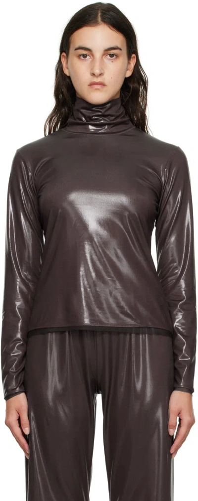 Dries Van Noten Brown Raw Edge Turtleneck In 704 Dark Brown