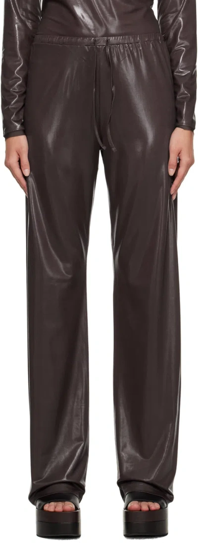 Dries Van Noten Brown Shiny Lounge Pants In 704 Dark Brown