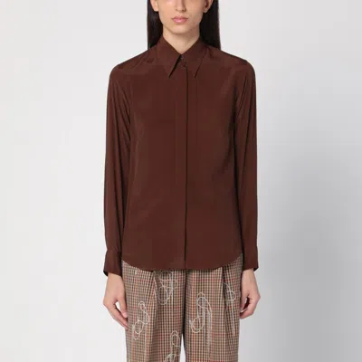 Dries Van Noten Brown Silk Blend Shirt