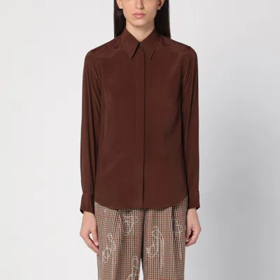 DRIES VAN NOTEN DRIES VAN NOTEN BROWN SILK BLEND SHIRT