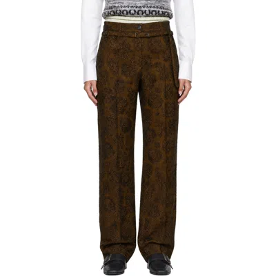 Dries Van Noten ブラウン Slim Leg ジャガード トラウザーズ In Brown