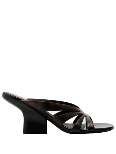 Dries Van Noten Brown Slip-on Heels In Black