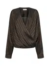 Dries Van Noten Brown Striped Cupro Draped Blouse In Brown