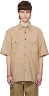 Dries Van Noten Brown Striped Shirt In 101 Sand