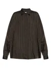 Dries Van Noten Brown Striped Shirt In Black