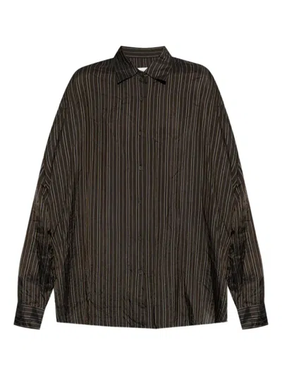 Dries Van Noten Brown Striped Shirt In Black