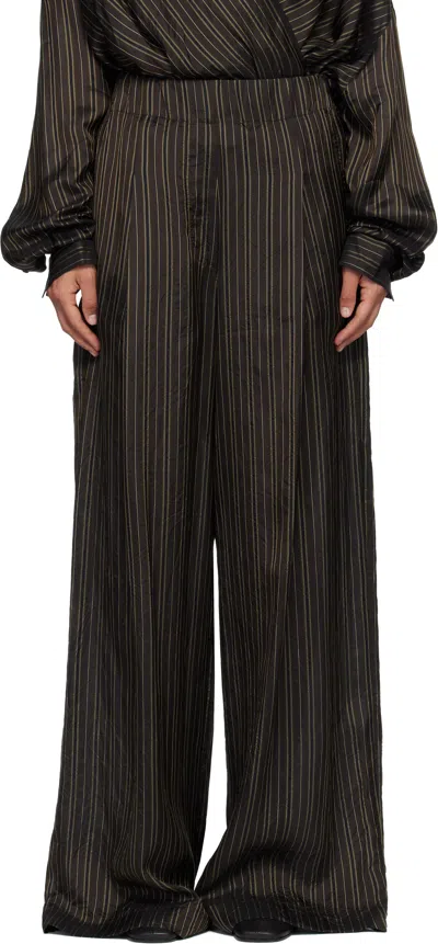 Dries Van Noten Brown Striped Trousers