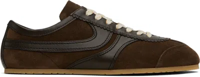 Dries Van Noten Brown Suede Sneakers In 704 Dark Brown