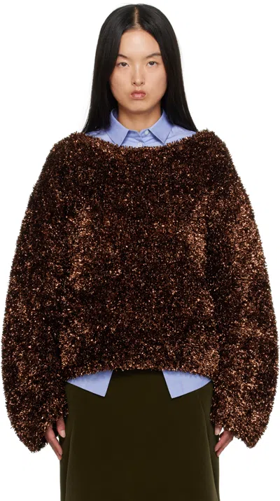 Dries Van Noten Brown Tinsel Sweater In 703 Brown