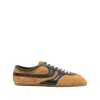 Dries Van Noten Double Lacing Suede Sneakers With Leather Inserts Shoes In Brown