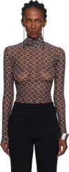 Dries Van Noten Brown Transparent Mesh Top In Multi