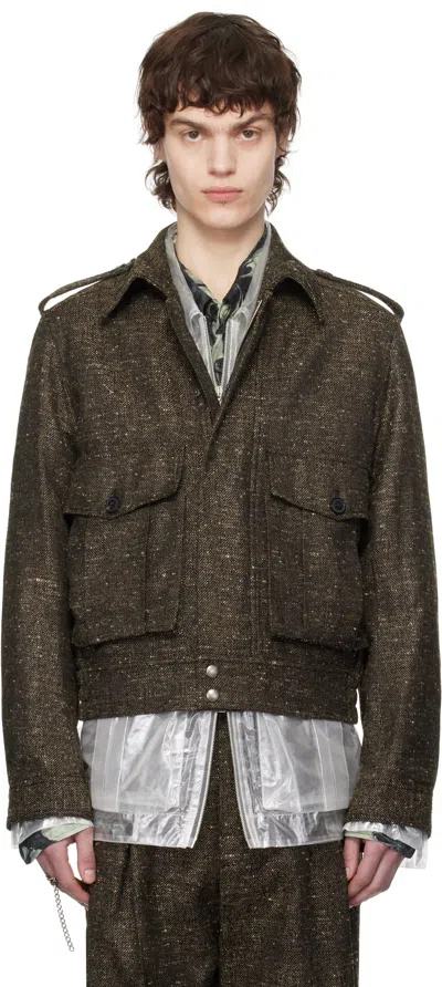 Dries Van Noten Brown Tweed Jacket In 705 Mud