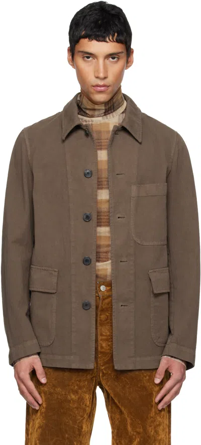Dries Van Noten Brown Twill Jacket In Multi