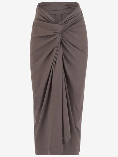 Dries Van Noten Brown Twist-front Draped Midi-skirt