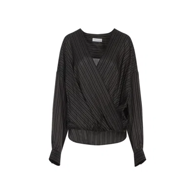 Dries Van Noten Brown V-neck Top In Black